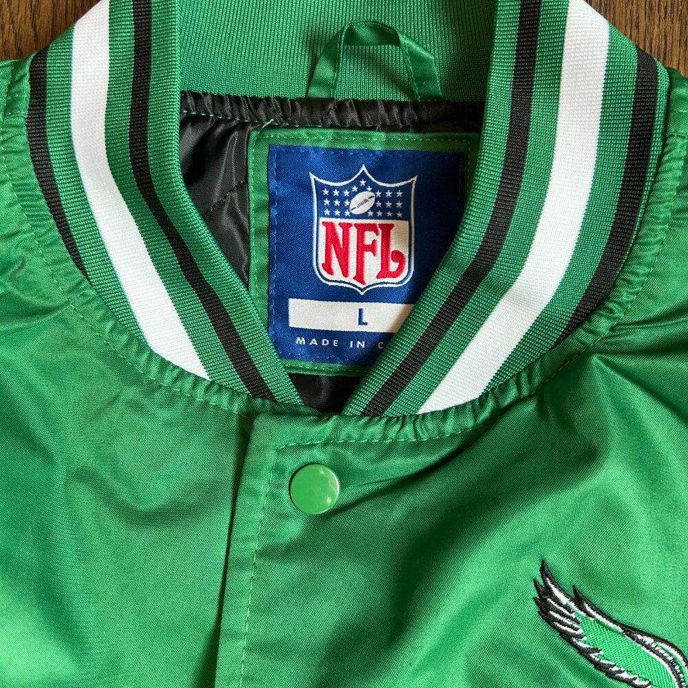 NET NFL Philadelphiaelphia Eagles Satin Varsity Bomber Jacket - Picture 7 of 8